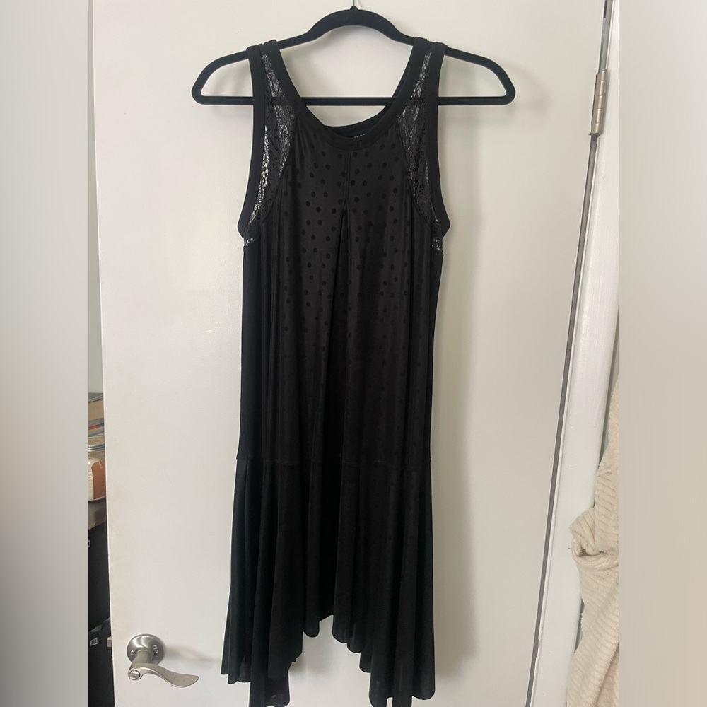 Free People Swiss Dot and Lace Black Flowy Dress Size S